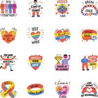 Set of Flat Style Queer Stickers vector