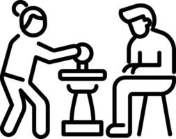 A line icon of a person describing something to other character vector
