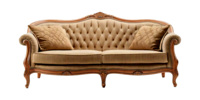 a sofa with a gold and white pattern png
