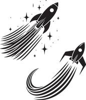 A silhouette of a rocket launching upward vector