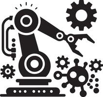 A silhouette icon of a robotic vector