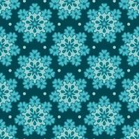 Turquoise floral seamless pattern with flowers and dots on dark teal background, elegant and modern design for textiles, wallpaper, wrapping paper, fashion prints vector