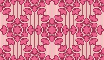 Pink symmetrical floral seamless pattern with geometric motifs, decorative design, ornamental background, ideal for textiles, wallpaper, gift wrap, or digital use vector