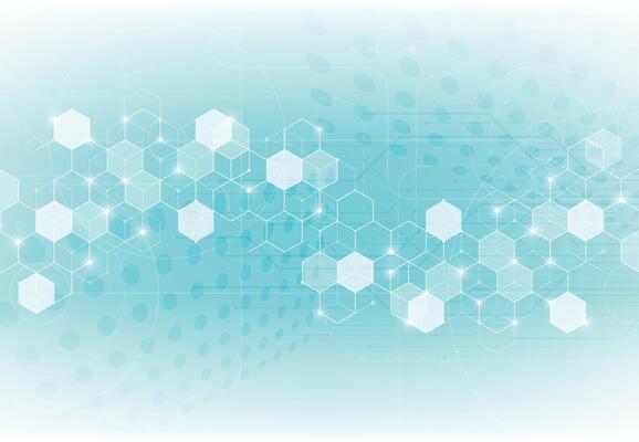 Abstract science template background. Technology lines and dots connection. Wallpaper or banner with a DNA molecules.
