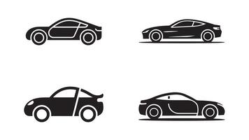 Linear style car icon set with transport symbols in illustration. vector