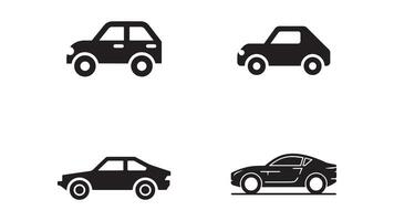 Linear car icon set with transport symbols in illustration. vector