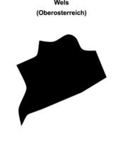 Wels blank outline map vector