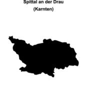 Spittal an der Drau blank outline map vector