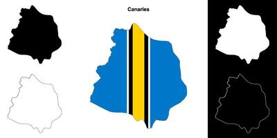 Canaries district outline map set vector