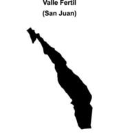 Valle Fertil department, San Juan blank outline map vector