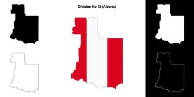 Division No 12, Alberta outline map set vector