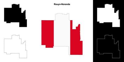 Rouyn-Noranda, Quebec outline map set vector
