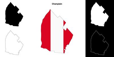 Champlain, Quebec outline map set vector
