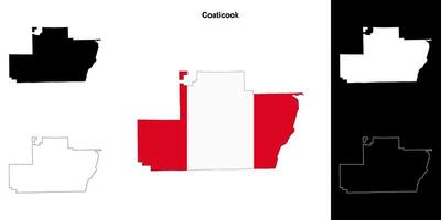 Coaticook, Quebec outline map set vector