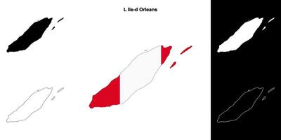 L Ile-d Orleans, Quebec outline map set vector