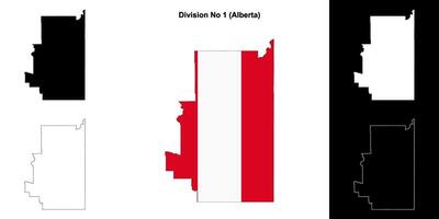 Division No 1, Alberta outline map set vector