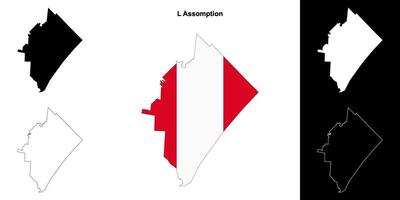 L Assomption, Quebec outline map set vector