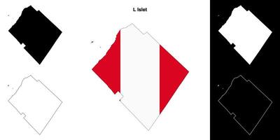 L Islet, Quebec outline map set vector