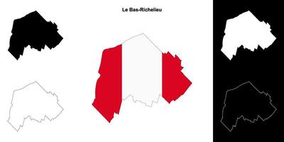 Le Bas-Richelieu, Quebec outline map set vector