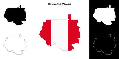 Division No 9, Alberta outline map set vector