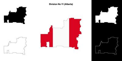 Division No 11, Alberta outline map set vector