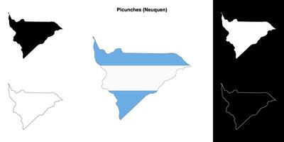 Picunches department, Neuquen outline map set vector