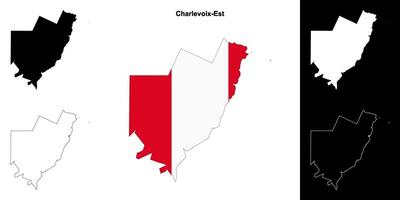 Charlevoix-Est, Quebec outline map set vector