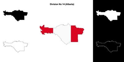 Division No 14, Alberta outline map set vector