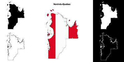 Nord-du-Quebec, Quebec outline map set vector