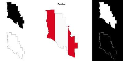 Pontiac, Quebec outline map set vector