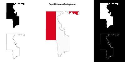 Sept-Rivieres-Caniapiscau, Quebec outline map set vector
