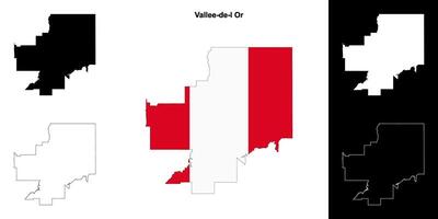 Vallee-de-l Or, Quebec outline map set vector