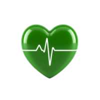 Isolated Green Heart with a White Heartbeat Line Running Through It png