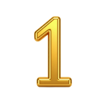 Isolated 3D Large Shiny Golden Number One Digit png
