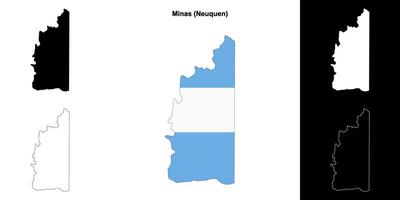 Minas department, Neuquen outline map set vector