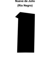 Nueve de Julio department, Rio Negro blank outline map vector
