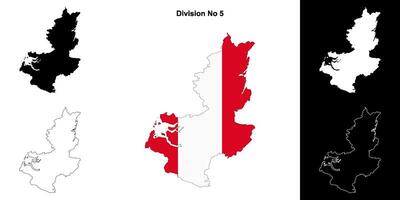 Division No 5, Newfoundland and Labrador outline map set vector