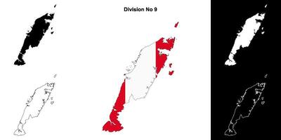 Division No 9, Newfoundland and Labrador outline map set vector
