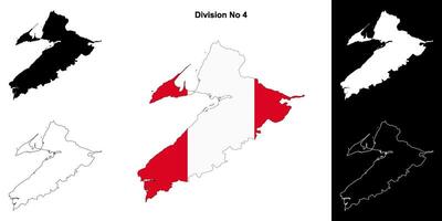 Division No 4, Newfoundland and Labrador outline map set vector
