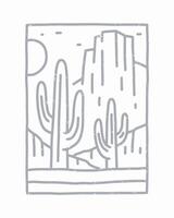 Cactus and wild desert view.design for t-shirt, badge, patch, sticker, etc vector