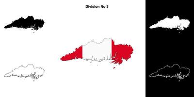 Division No 3, Newfoundland and Labrador outline map set vector