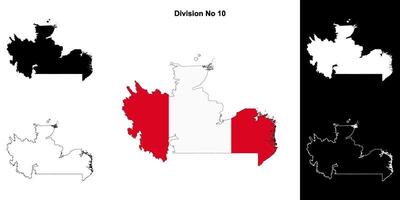 Division No 10, Newfoundland and Labrador outline map set vector