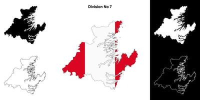 Division No 7, Newfoundland and Labrador outline map set vector