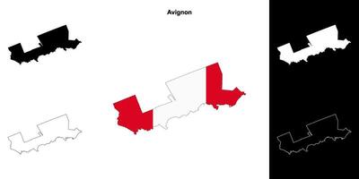 Avignon, Quebec outline map set vector