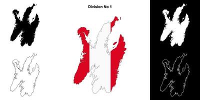 Division No 1, Newfoundland and Labrador outline map set vector