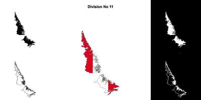 Division No 11, Newfoundland and Labrador outline map set vector