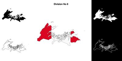 Division No 8, Newfoundland and Labrador outline map set vector