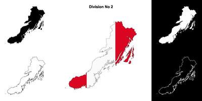 Division No 2, Newfoundland and Labrador outline map set vector