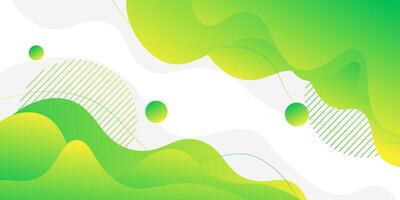 Bright green geometric business banner on white background design. Creative banner design with wave shape and lines as template. Simple horizontal banner. Eps10 vector