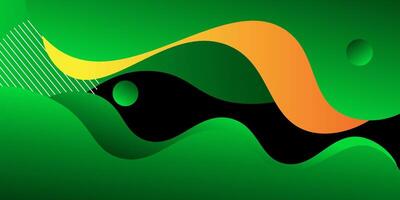 Modern abstract dark green gradient wavy geometric background with colorful style gradient colors. landing page, cover page. Eps10 vector